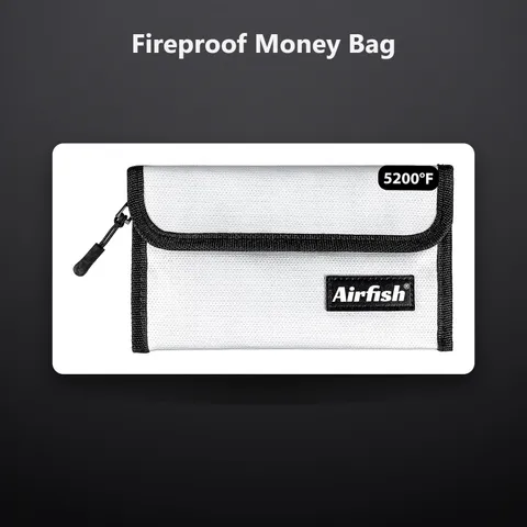 Fireproof Money Bag, 5 x 8 inches Fireproof Wallet, Waterproof Cash Bag with ...