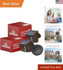 Solar Wireless Driveway Alarm System 1/2 Mile Range, 1 Receiver & 2 Solar Sen...