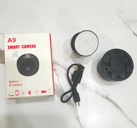 A9 Smart Camera HD IP Wi-Fi Indoor Black Battery/USB w/ USB Cable, Mount
