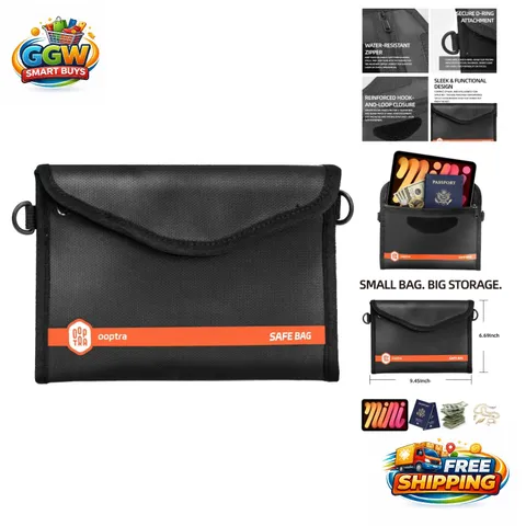 Compact Fire-Resistant Document Bag with Lock – Water-Resistant Travel Organizer