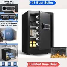 Cabinet Safe 3 Cubic Feet Digital Keypad Lock Dual Alarm System Fireproof