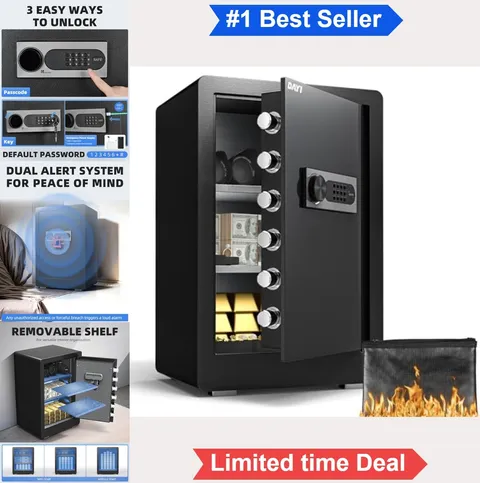 Cabinet Safe 3 Cubic Feet Digital Keypad Lock Dual Alarm System Fireproof