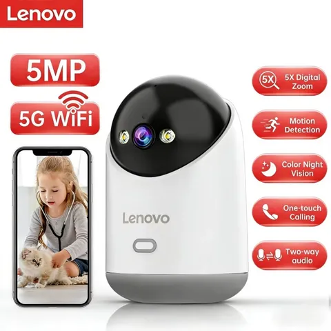 Lenovo 5MP 5G WiFi Camera Indoor Home Security IP Smart Baby Monitor Camera Colo
