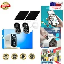 Vicohome 2K Solar Security Camera - 3MP Wireless Outdoor, Battery Powered, Co...