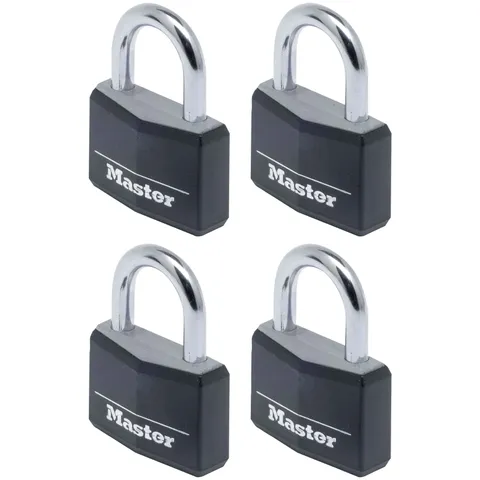 Master Lock 9140EURQBLKNOP Aluminum Vinyl Black Cover 40mm 4-Pin Lock - Ka