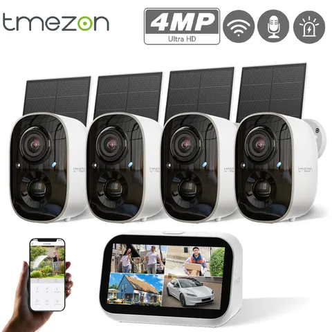 5G 4MP Solar Security Camera System Wireless Outdoor Audio with 4.3inch Monitor
