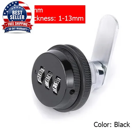 Zinc Alloy Combination Cabinet Lock for Mailbox and Door Security - Black/Silver