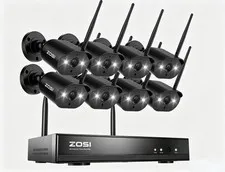 ZOSI 8CH CCTV NVR 2K Outdoor Security WiFi IP Camera System 100ft Night Vision