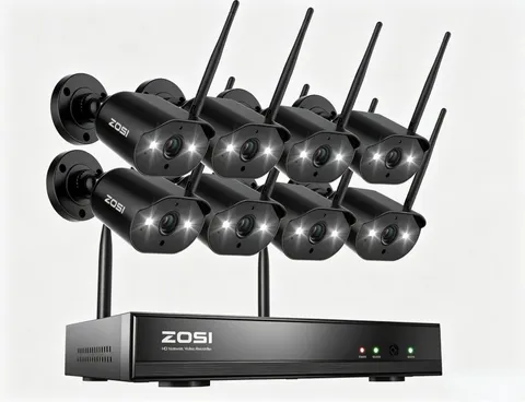 ZOSI 8CH CCTV NVR 2K Outdoor Security WiFi IP Camera System 100ft Night Vision