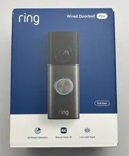 Ring - Wired Doorbell Pro (3rd Gen) Retinal 4K for ultra-clear video, 10x Zoom