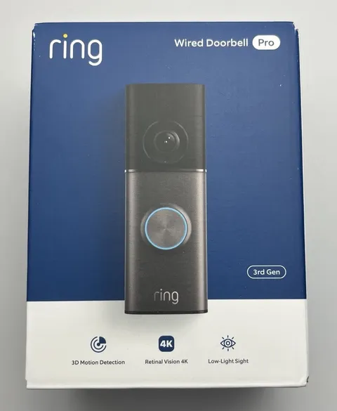 Ring - Wired Doorbell Pro (3rd Gen) Retinal 4K for ultra-clear video, 10x Zoom