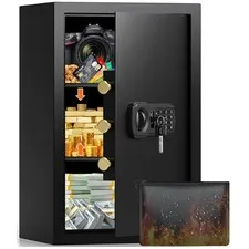 Large Home Safe Box with A4 Fireproof Bag