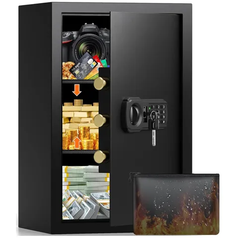 Large Home Safe Box with A4 Fireproof Bag