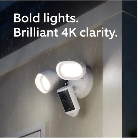 Ring - Floodlight Cam Pro (2nd Gen) Retinal 4K for ultra-clear video, 10x Zoom,