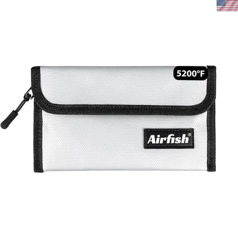 Compact 5x8 Fireproof Wallet - Waterproof Zipper Bag for Essential Security