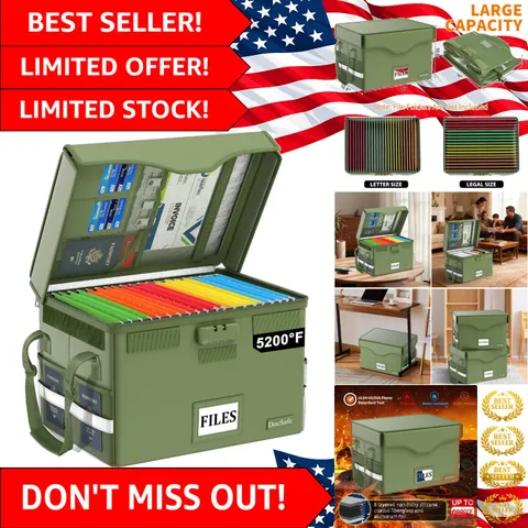Heat Insulated Portable Fireproof File Organizer with Multiple Storage Pockets