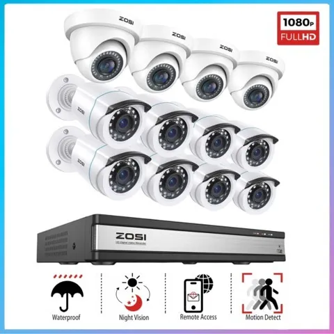 ZOSI 16CH DVR Security Night Vision 1080P Camera Outdoor System Person/Car Detec