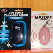 Flipo Personal Alarm 101dB + MAYDAY Alarm Mini 100dB Keyring Belt Clip Flash Lot
