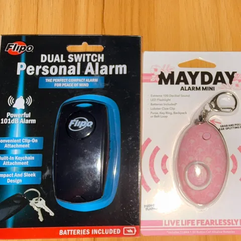 Flipo Personal Alarm 101dB + MAYDAY Alarm Mini 100dB Keyring Belt Clip Flash Lot