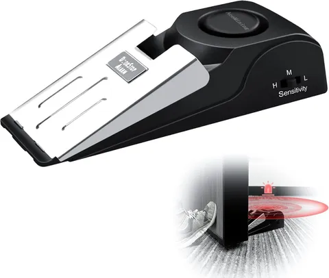 AceMining Door Stopper Alarm with 120dB Siren, Floor Mount 1 Pack, Black