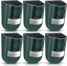 Solar Motion Sensor Alarm 129Db with Flashing LEDs - 6 Pack Green
