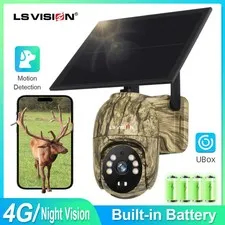 LS VISION Solar Security Camera 4G 4MP 2K PTZ Wildlife Night Vision IP66