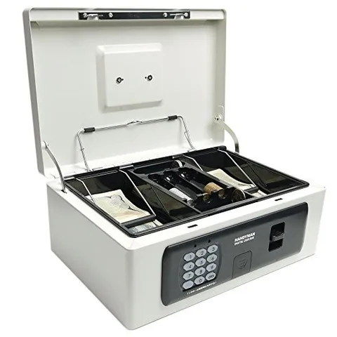 Cash box Hand-held safe Tenki-keyless PIN type Emergency unlock key with battery