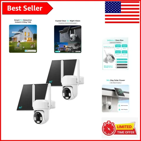 Outdoor Security Camera Bundle - Built-in SIM, Motion Sensor, No WiFi Needed