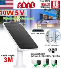 10W Waterproof 5V USB C Micro USB Wireless Security Camera Solar Panel Charger