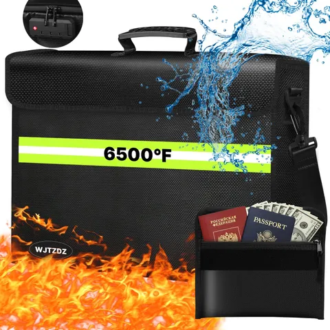 6500°F Large Fireproof and Waterproof Document Bag with Lock,10 Layers Insula...