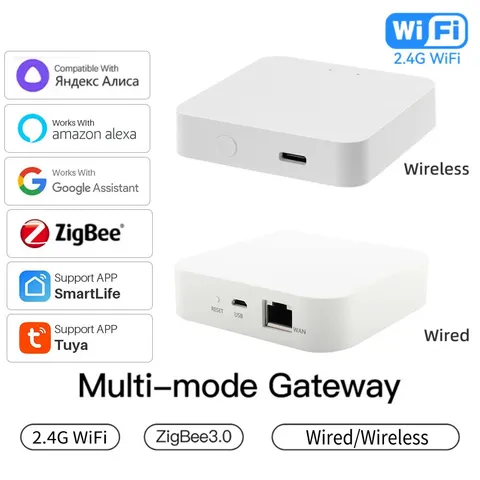 Zigbee Gateway Wired Wireless Tuya WiFi BLE Smart Home Bridge Remote FOR Alexa