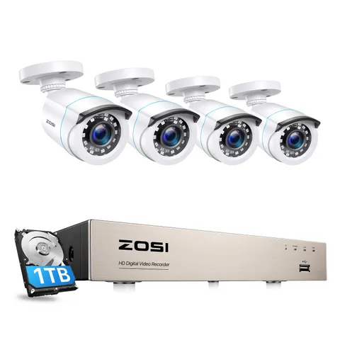 ZOSI 8CH 1080P CCTV Security Camera System 5MP Lite DVR 1TB Motion Detect Remote
