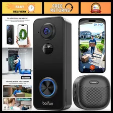 Wireless Video Doorbell Camera, 180° Wide Angle, 2K HD, AI Human Detection, Nigh