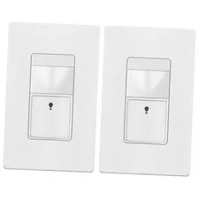 Motion Sensor Light Switch, No Neutral Required | 2 Pack White