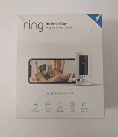 Ring Indoor Cam Compact Plug-In HD Security Camera with two-way talk - White