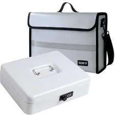 Fireproof Document Bag with Lock Box - Secure Cash, Contracts & Passports Combo