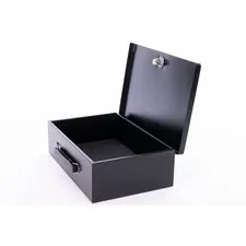 Medium Steel Box: Key Lock Security Safe, Cash Lockbox, No Assembly Required