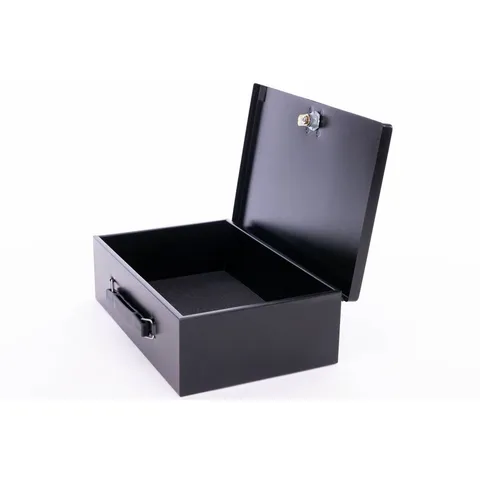 Medium Steel Box: Key Lock Security Safe, Cash Lockbox, No Assembly Required