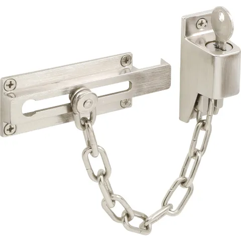 Defender Security Satin Nickel Keyed Chain Door Guard U 11093 PRIME-LINE