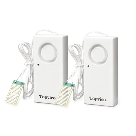 Topvico Water Alarms Leak Detector, 120dB, 37.8 Inches Cable, 2 Packs