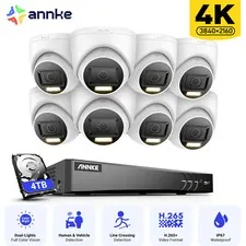 ANNKE 8CH DVR 4K Color Night Security Camera System Outdoor Human Detection IP67