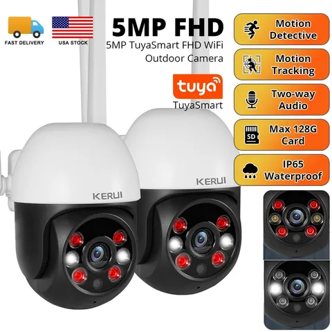 2‑Pack 8MP 4K WiFi Surveillance IP Cam Night Vision Two‑Way Audio Outdoor Home