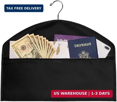 Hidden Safe Hanger Pocket Travel Security Organizer Closet Valuables Storage Bag