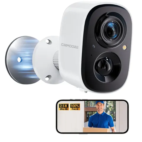 CINMOORE 2.5K Wireless Home Security Cameras, Outdoor WiFi NonSubscription AI...