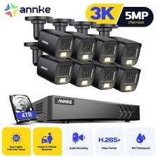 ANNKE 5MP AI Human Detection Color Night Security Camera System Audio Recording