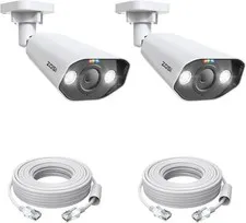 ZOSI 2pk 8MP 4K PoE IP Cameras Spotlight Siren Smart Human/Vehicle Detect Add-on