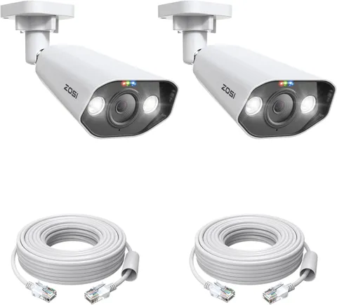 ZOSI 2pk 8MP 4K PoE IP Cameras Spotlight Siren Smart Human/Vehicle Detect Add-on