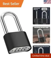 2.5in Long Shackle Combination Lock, Large Outdoor Weatherproof Padlock, Desi...