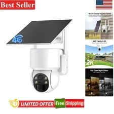 Wireless Outdoor Security Camera 2K HD 360° Pan Tilt Cellular Night Vision
