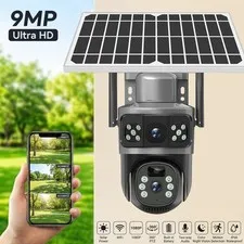 Dual Lens PTZ IP Camera Outdoor HD Three Screen WiFi Security Cam Night Vision
